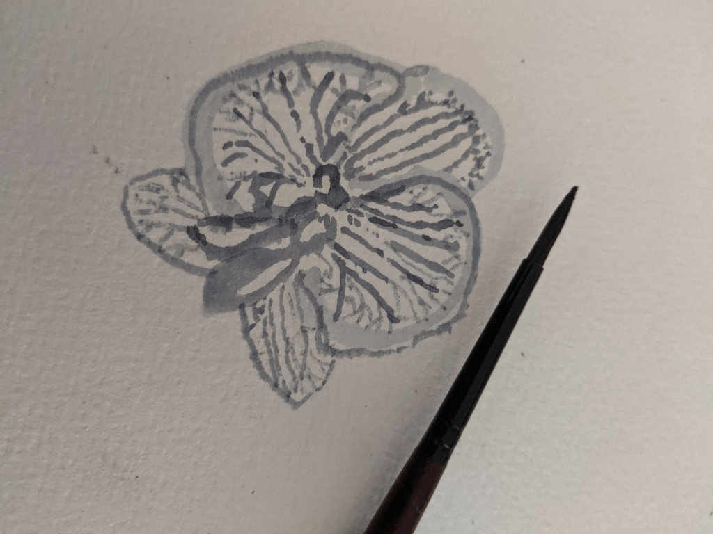 orchid in indigo outline